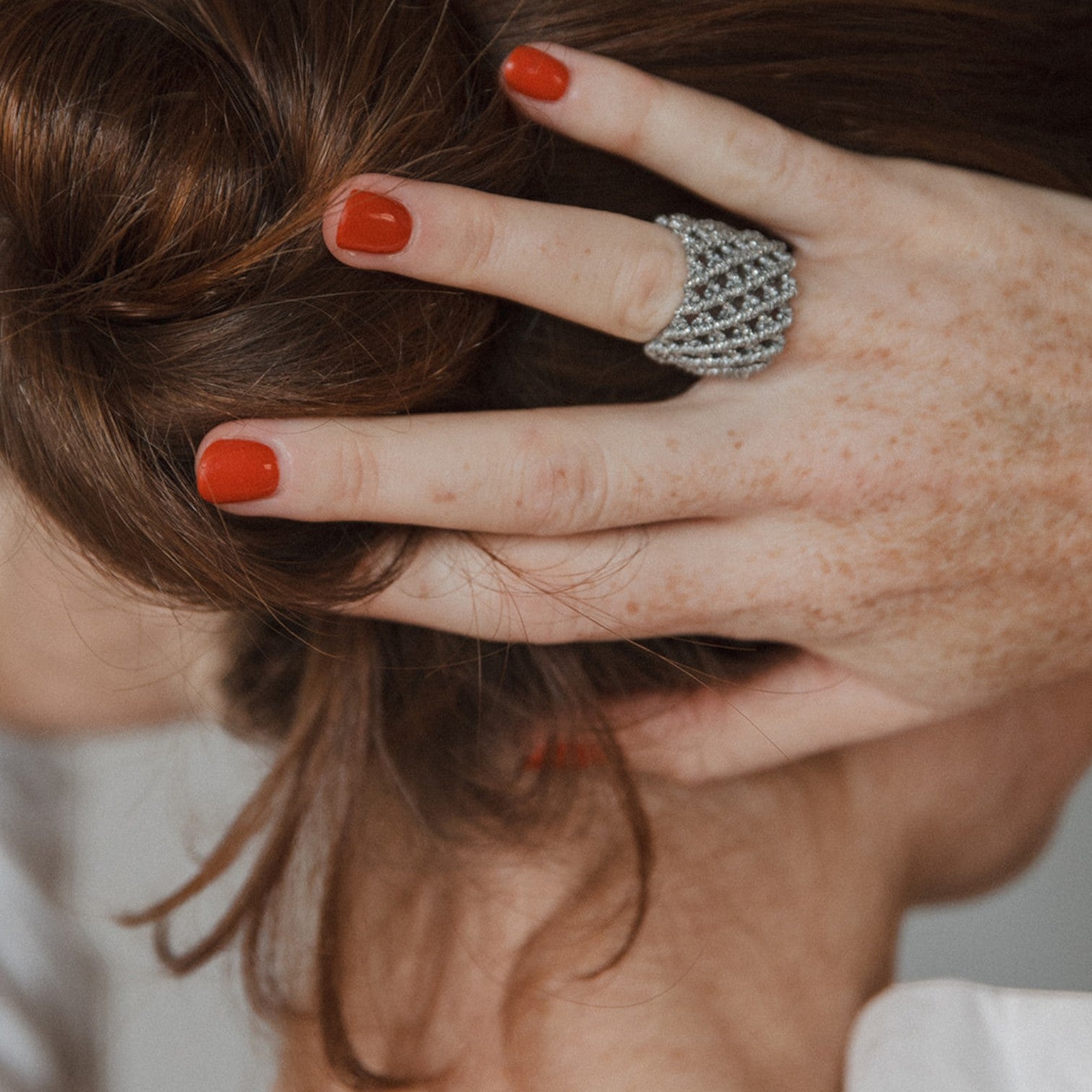 anillo plata macrame